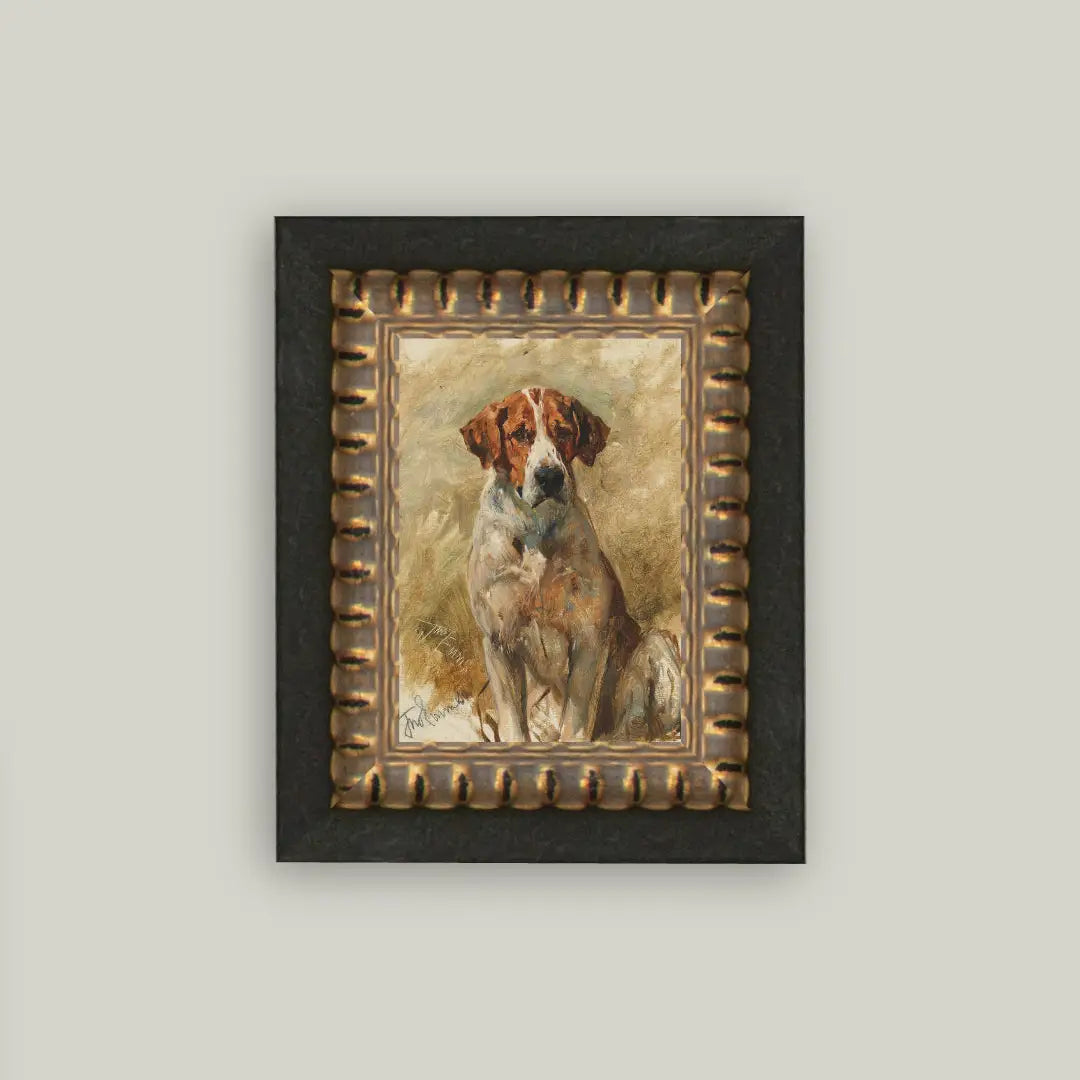 Dog Print Framed Antique Art