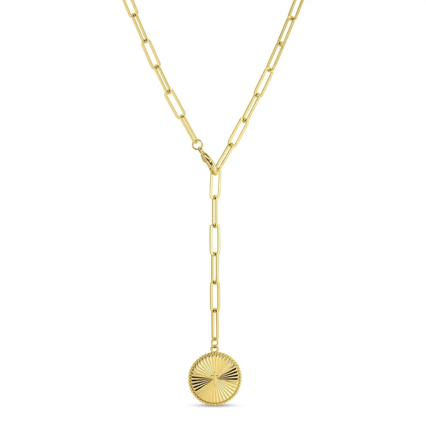 Adjustable Lariat Cross Accented Pendant Necklace