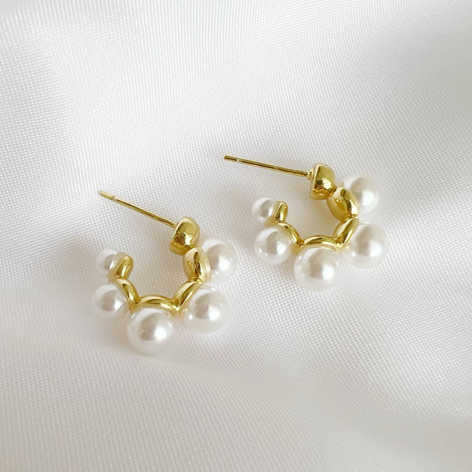 Sea Isle Pearl Beaded Hoops Earrings