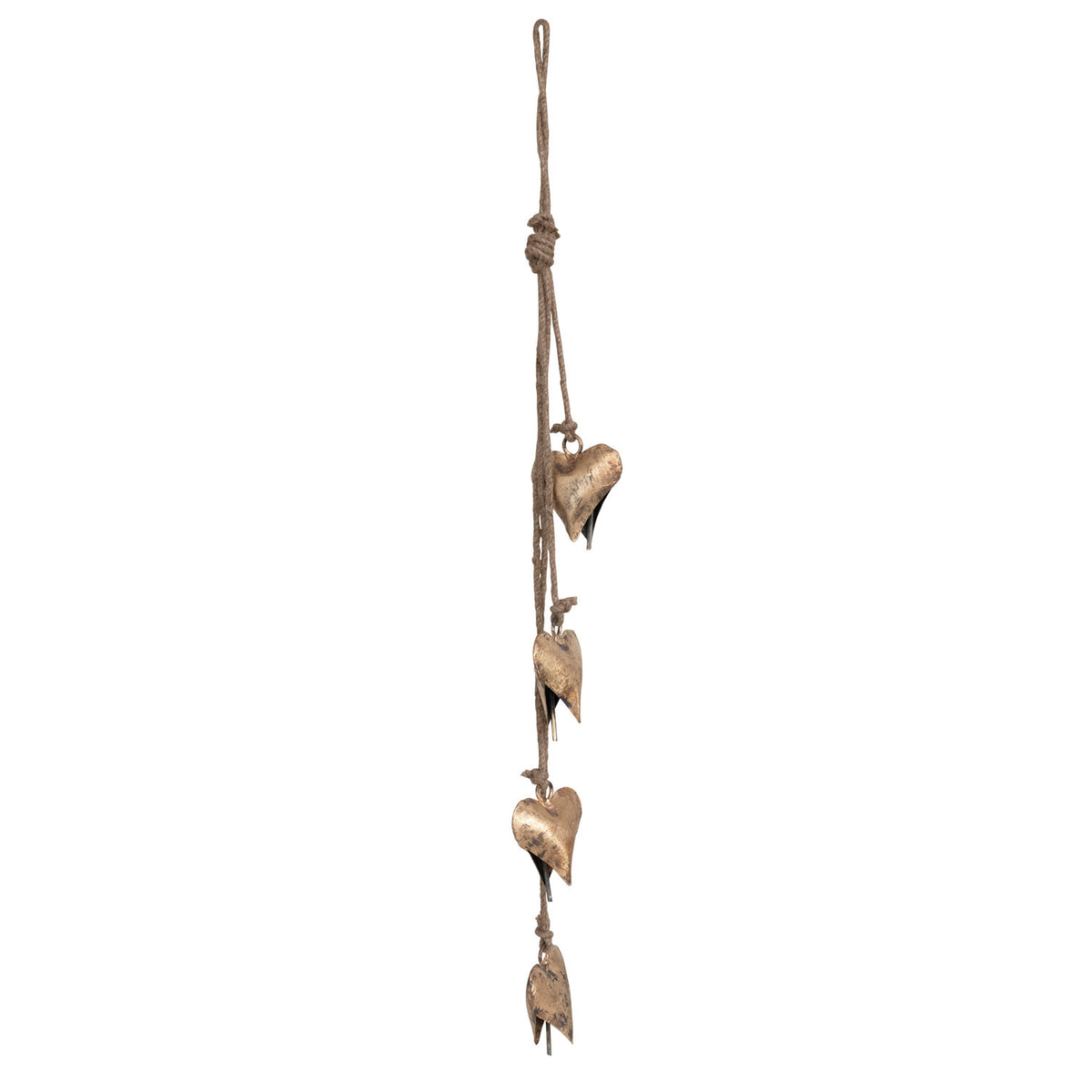 Metal Hearts on Jute Rope