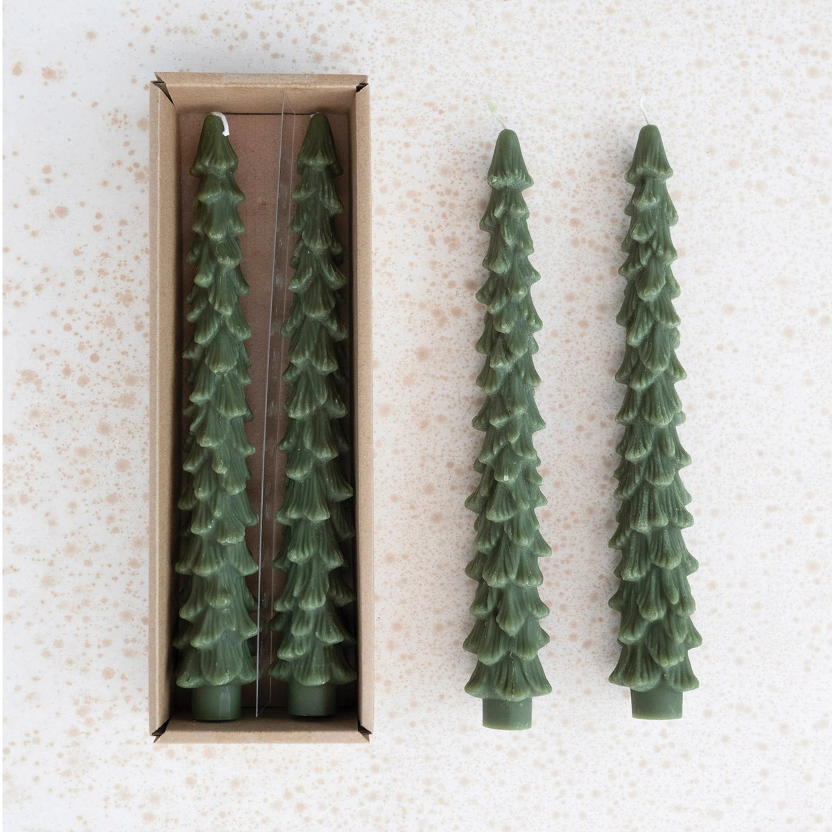 Unscented Tree Shaped Taper Candles, Set of 2