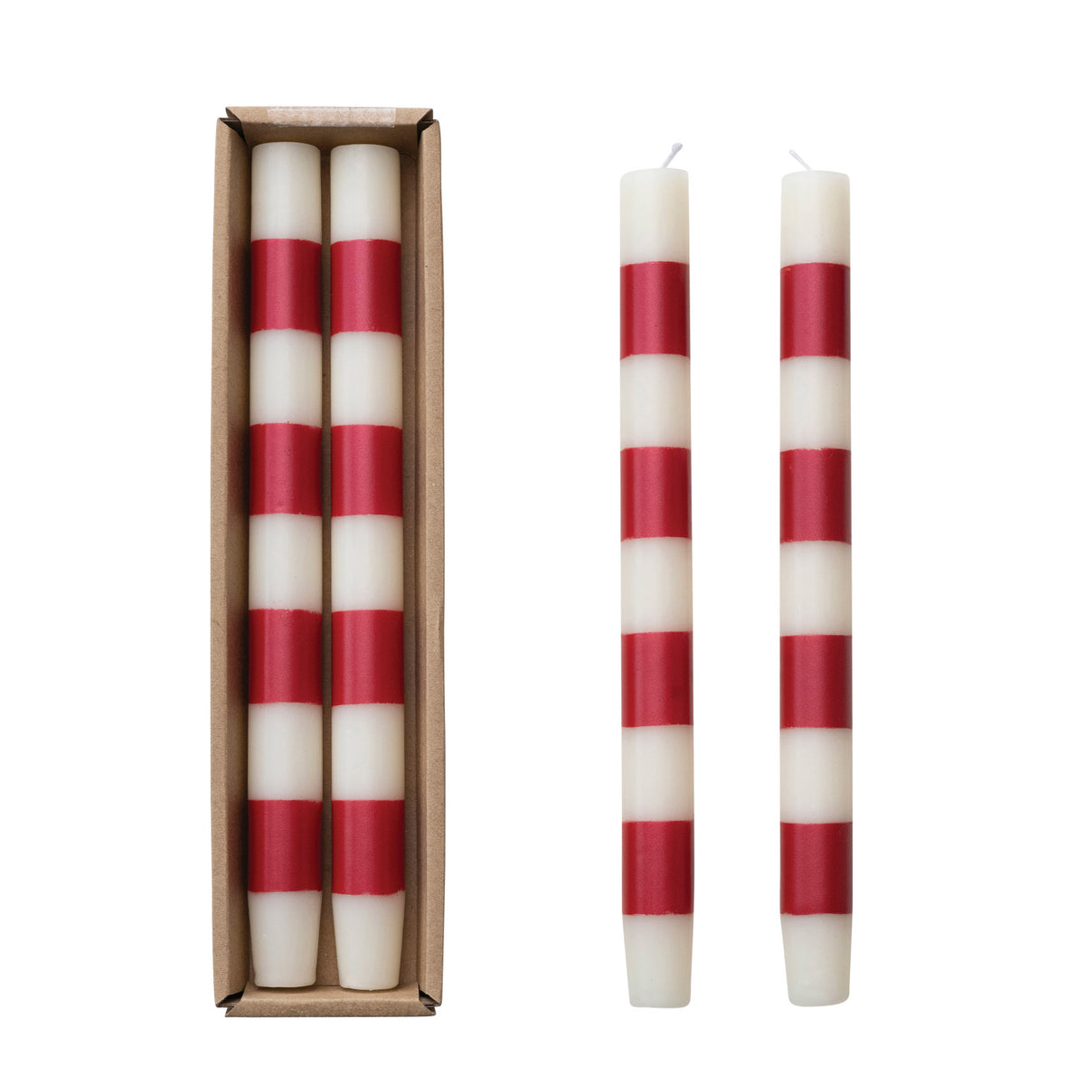Striped 10"H Taper Candles in Box