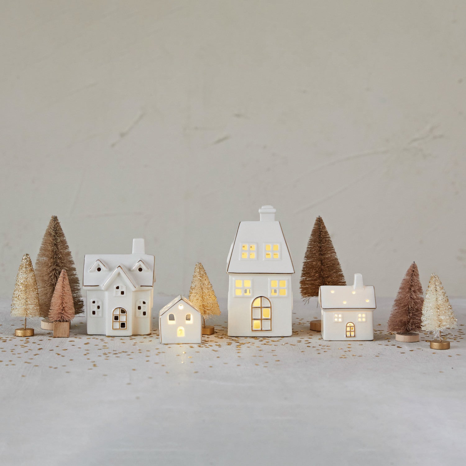 Stoneware Home with LED Lights & Gold Electroplating