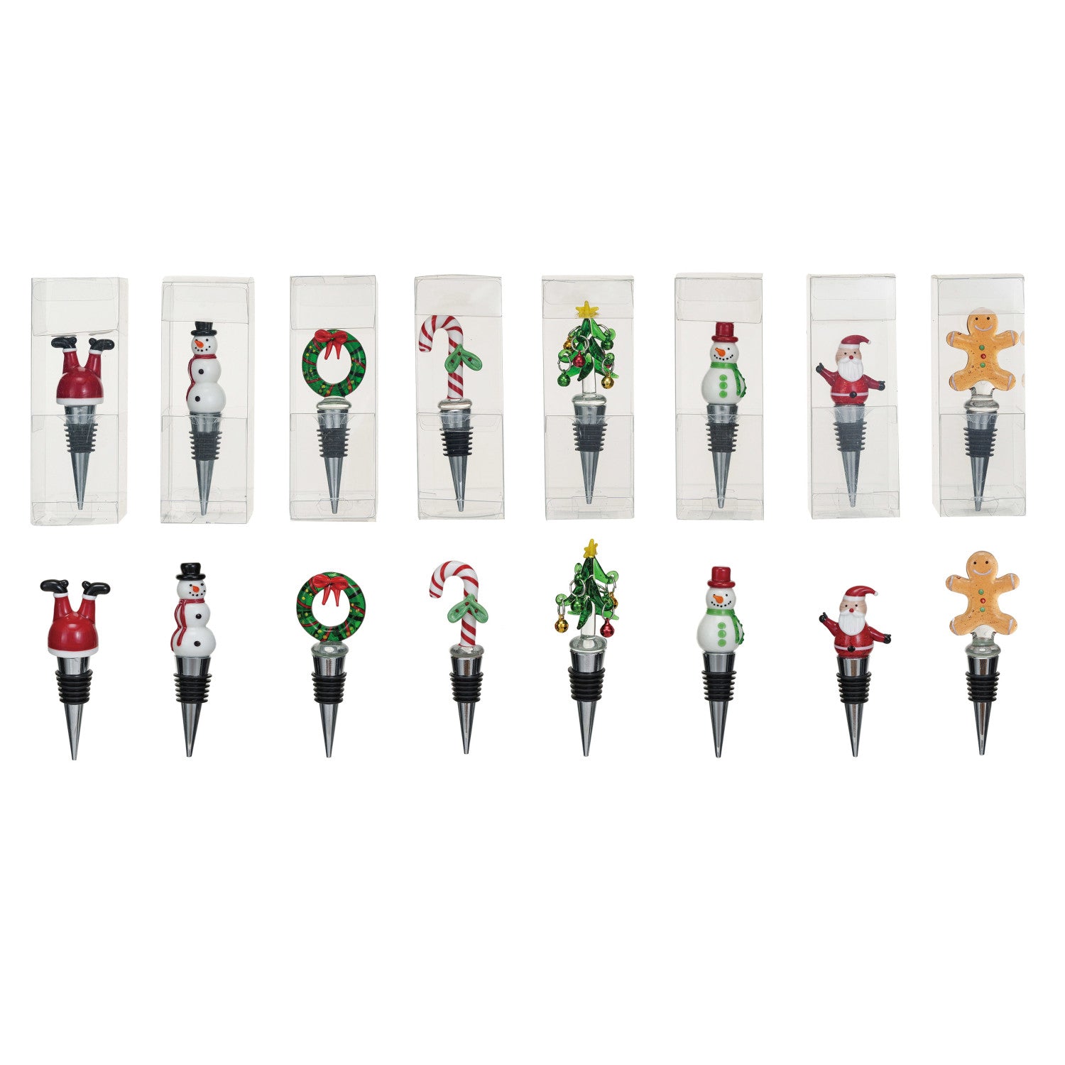 Zinc Alloy Wine Stopper with Hand-Painted Glass Holiday Icon