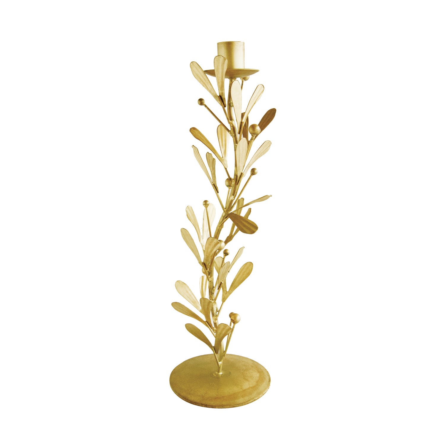 Metal Taper Holder with Leaves & Berries