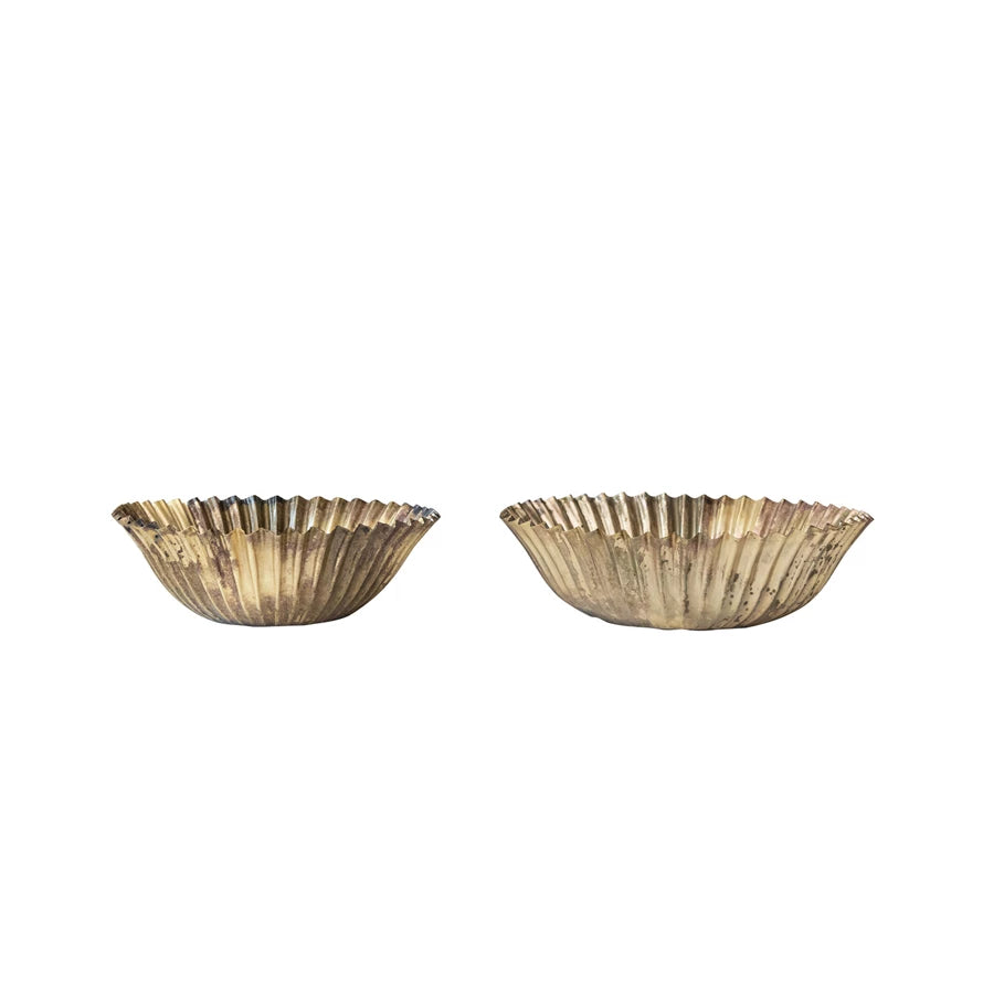 Antiqued Metal Fluted Bowl