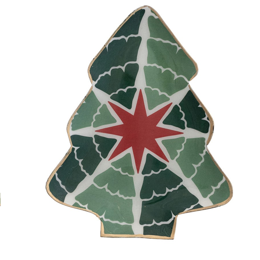 Enameled Metal Tree Shaped Tray