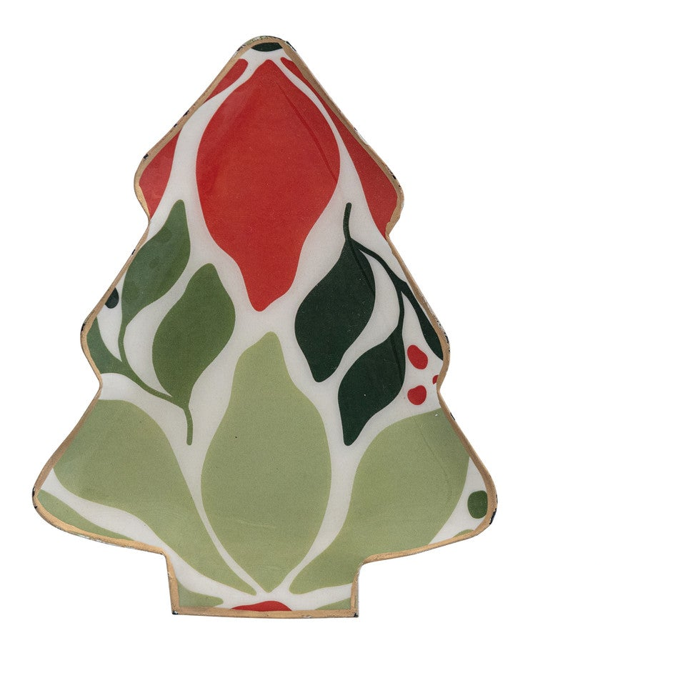Enameled Metal Tree Shaped Tray