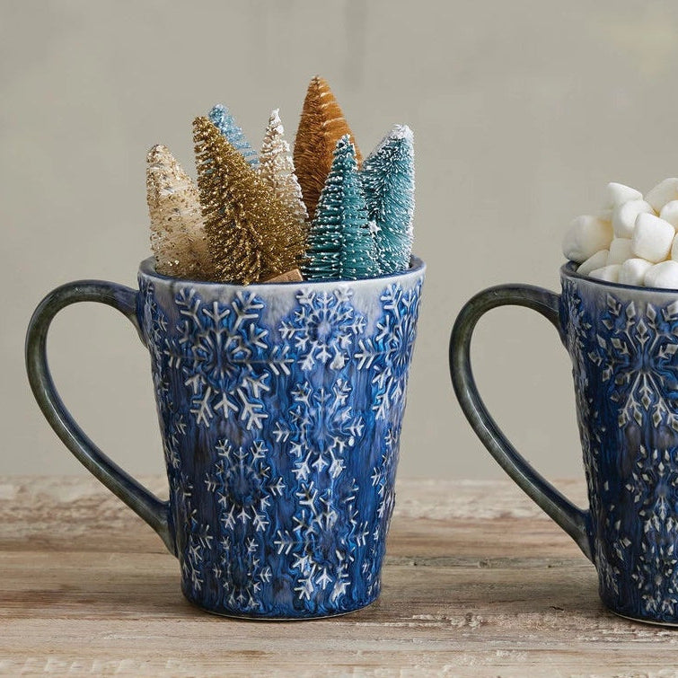 Debossed Snowflake Stoneware Mug, 2 Styles