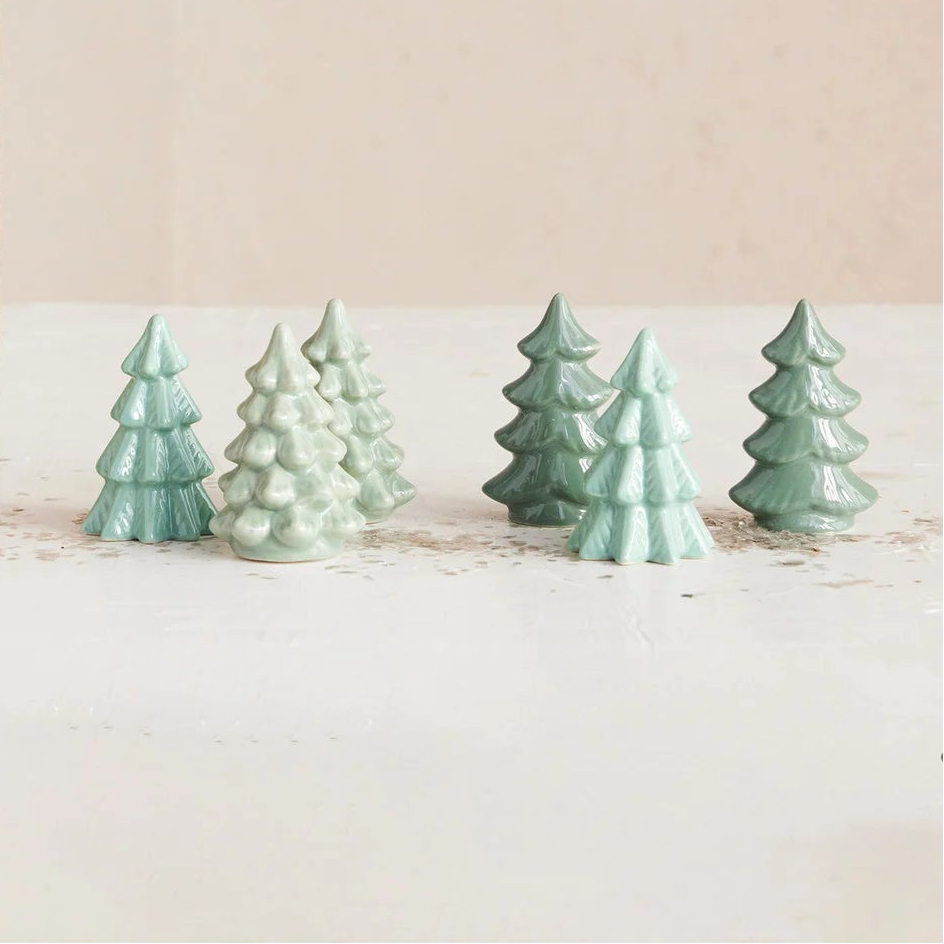 Green Mini Stoneware Trees