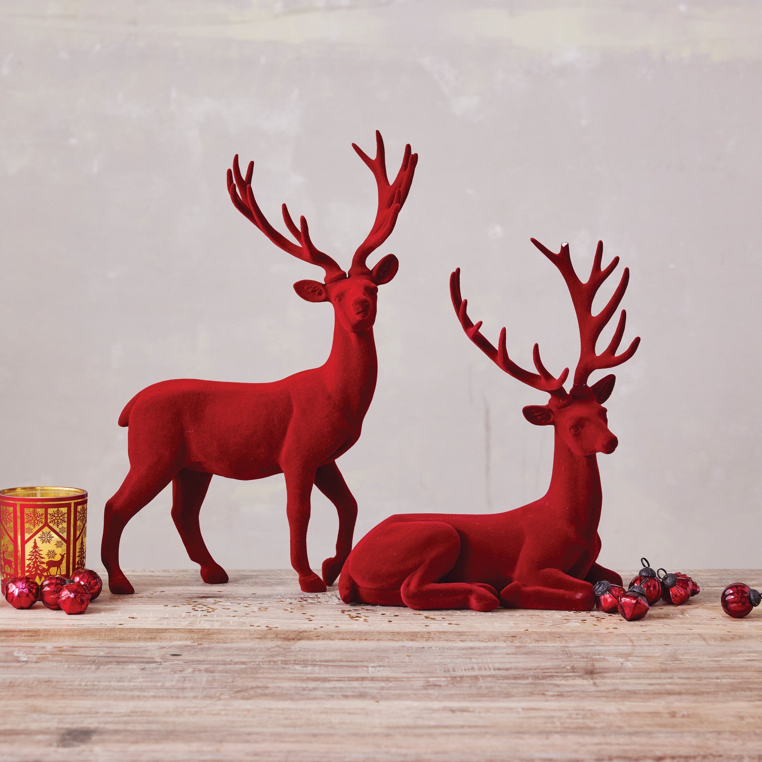 Flocked Resin Burgundy Velvet Deer