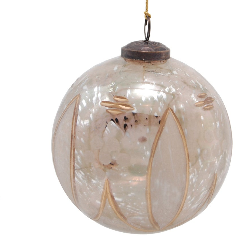 Etched Mercury Glass Ball Ornament