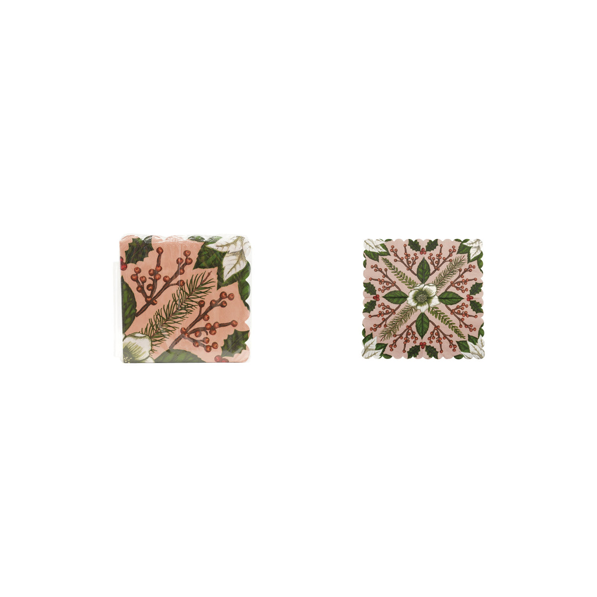 Paper Scalloped Napkins with Seasonal Botanical