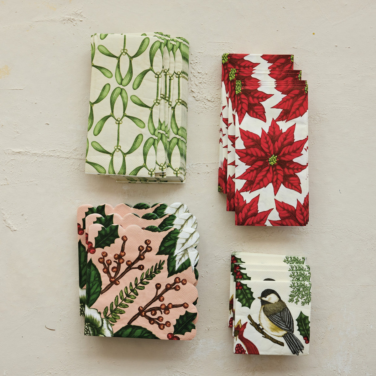 Paper Scalloped Napkins with Seasonal Botanical