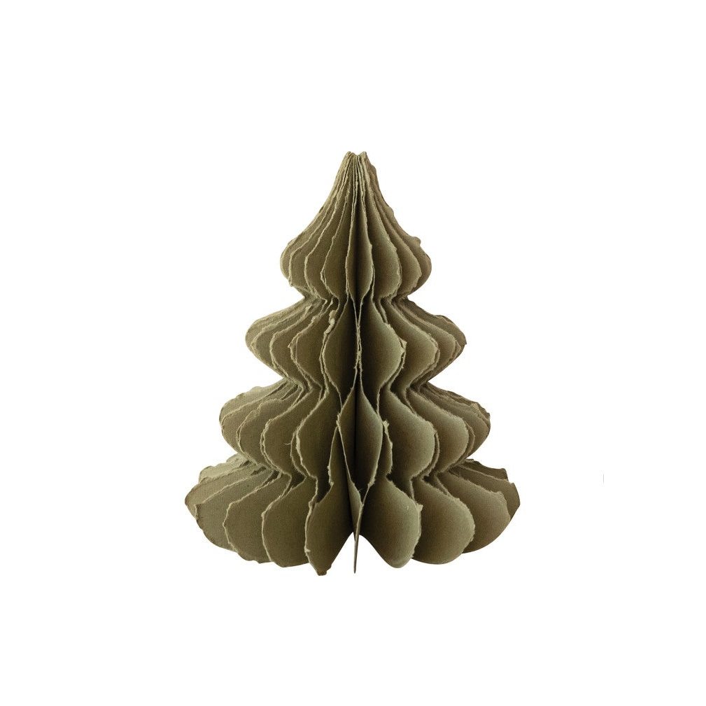 Olive Color Handmade Recycled Paper Folding Honeycomb Tree with Torn Edges