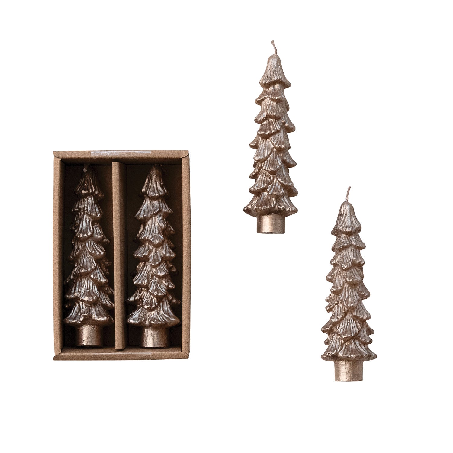 Tree Shaped Taper Candles Set of 2
