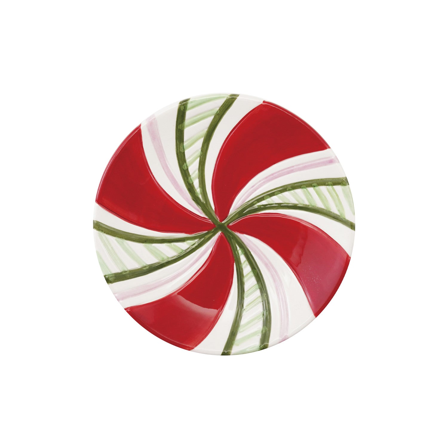 Hand-Painted Ceramic Candy Striped Plate