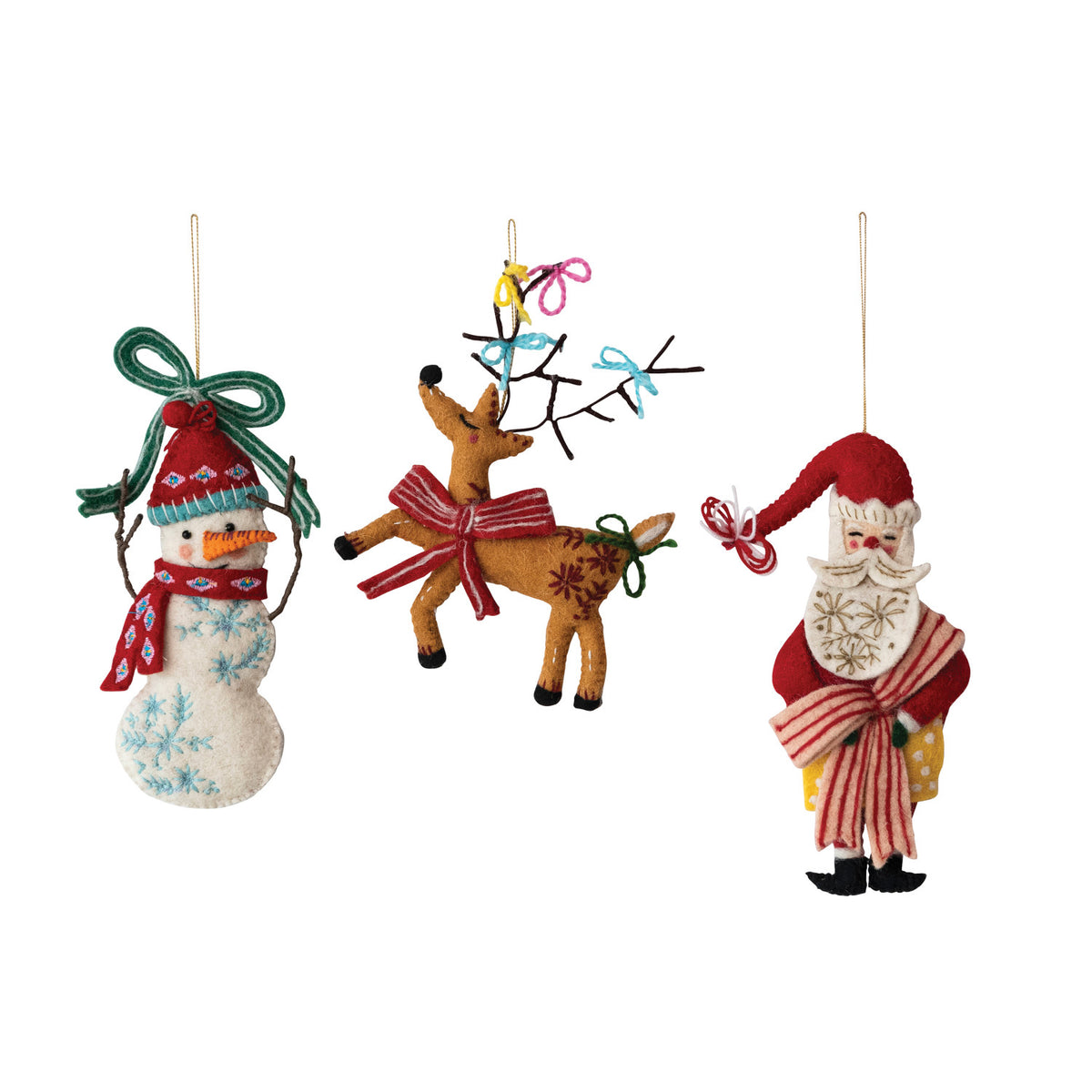 Handmade Wool Felt Holiday Icon Ornament with Embroidery