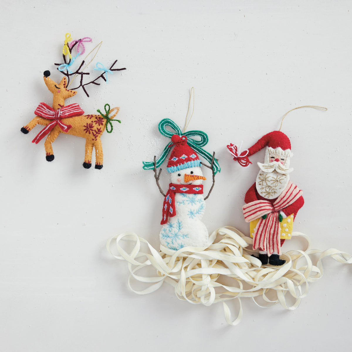 Handmade Wool Felt Holiday Icon Ornament with Embroidery