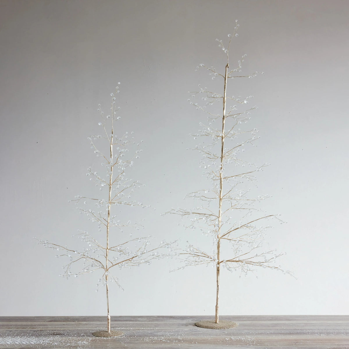 Metal Wire Tree with Acrylic Jewels & Glitter, Gold Finish