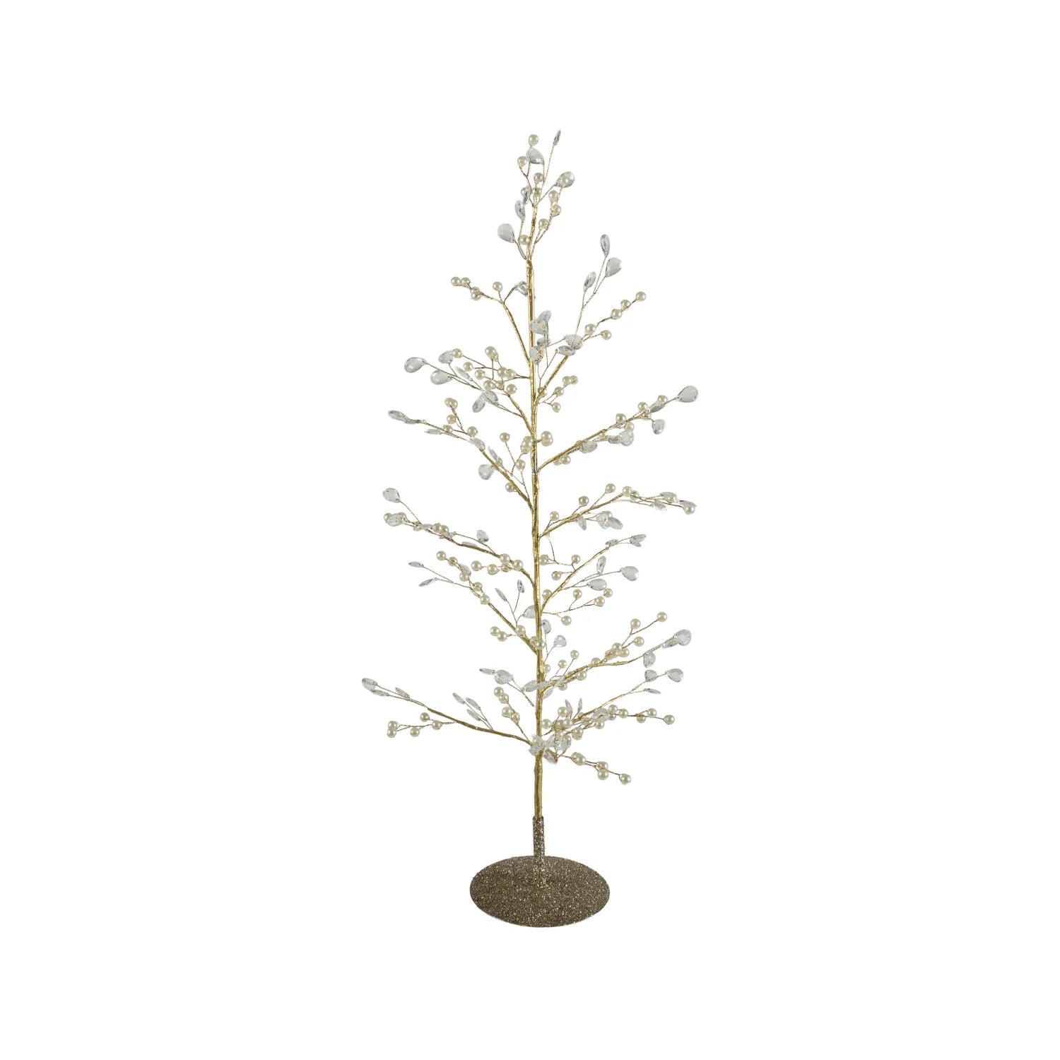 Faux Pearl, Acrylic Jewel & Metal Wire Tree with Glitter Base