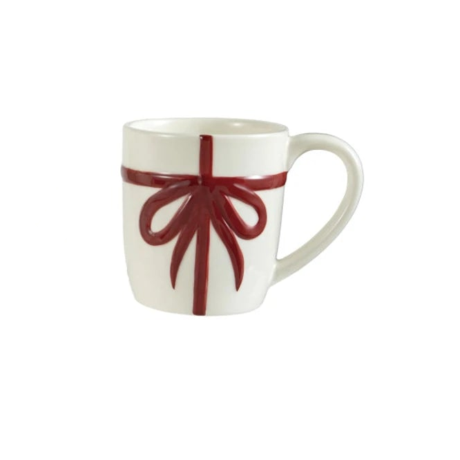 Stoneware Mug with Embossed Bow,