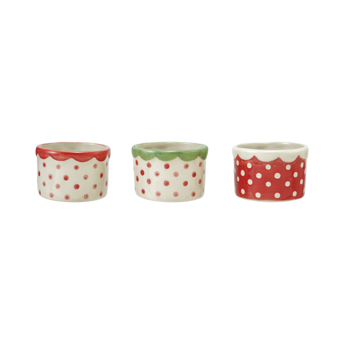 Stoneware Container with Polka Dots & Scalloped