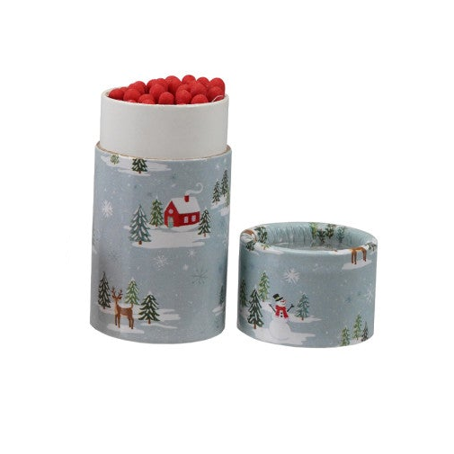 Safety Matches in Tube Matchbox with Holiday Pattern
