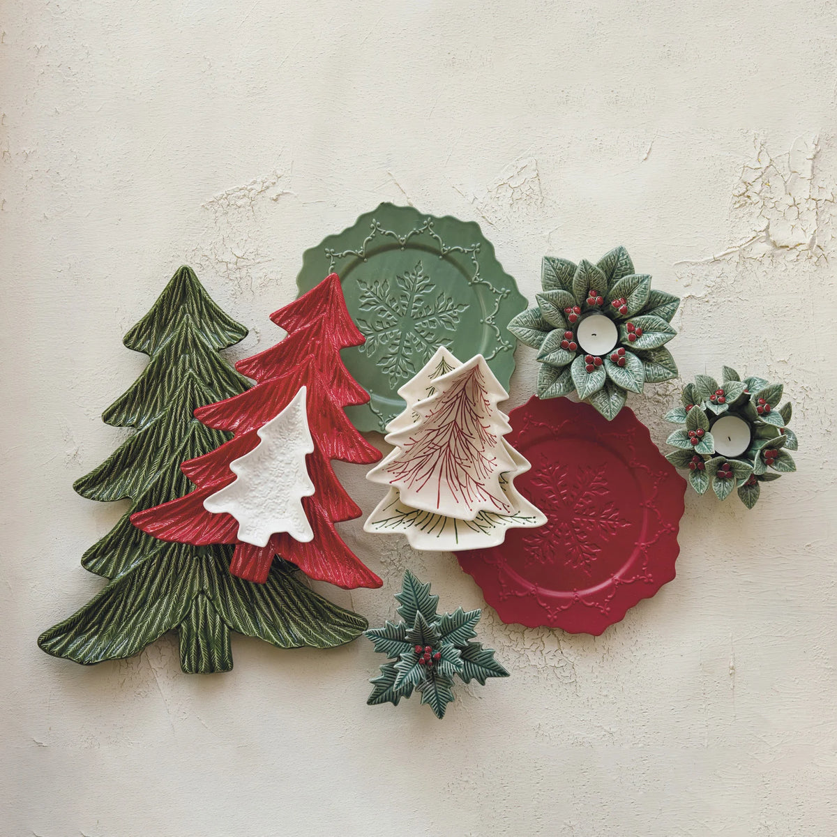 Hand-Painted Ceramic Tree Shaped Dish