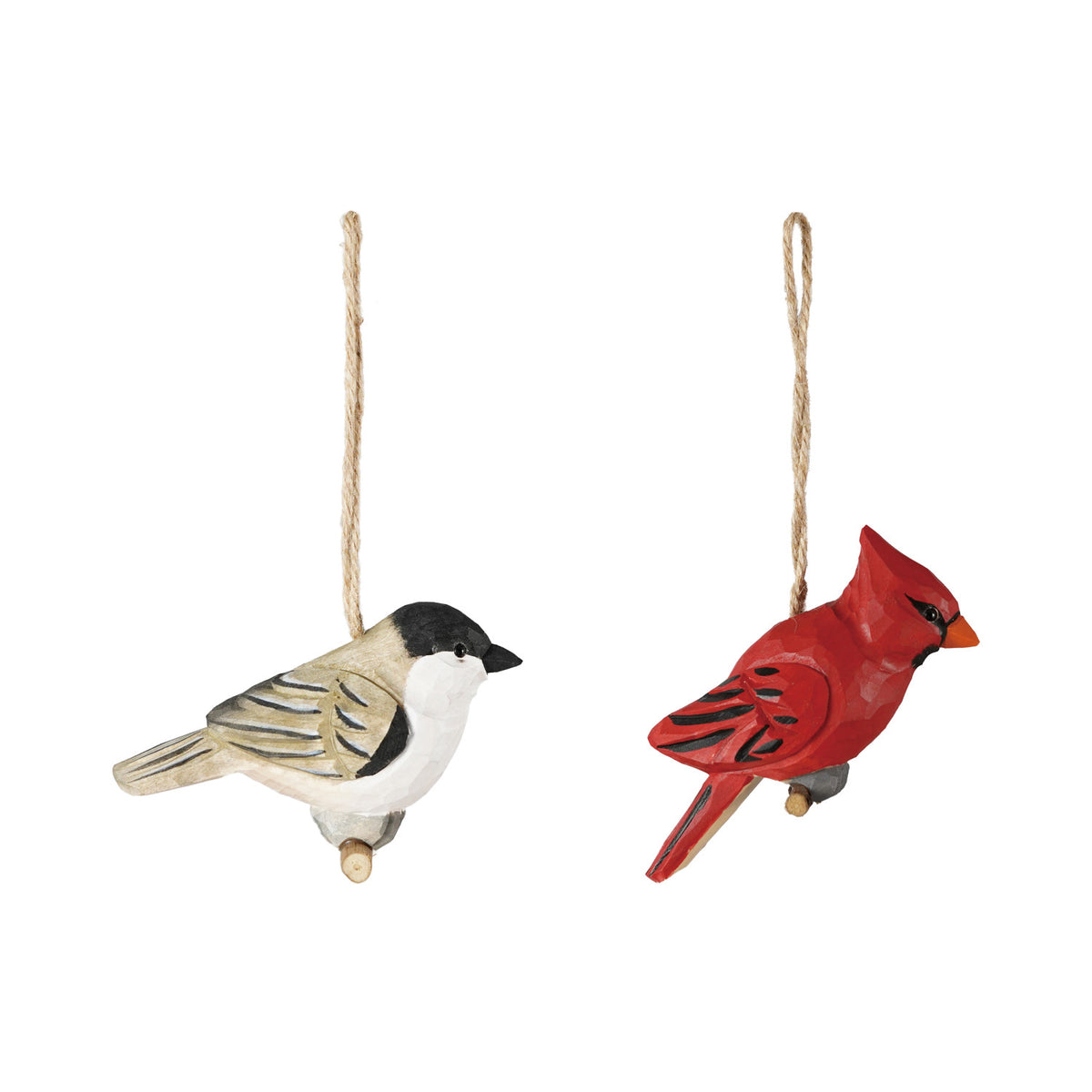 Hand-Carved Wood Bird Ornament