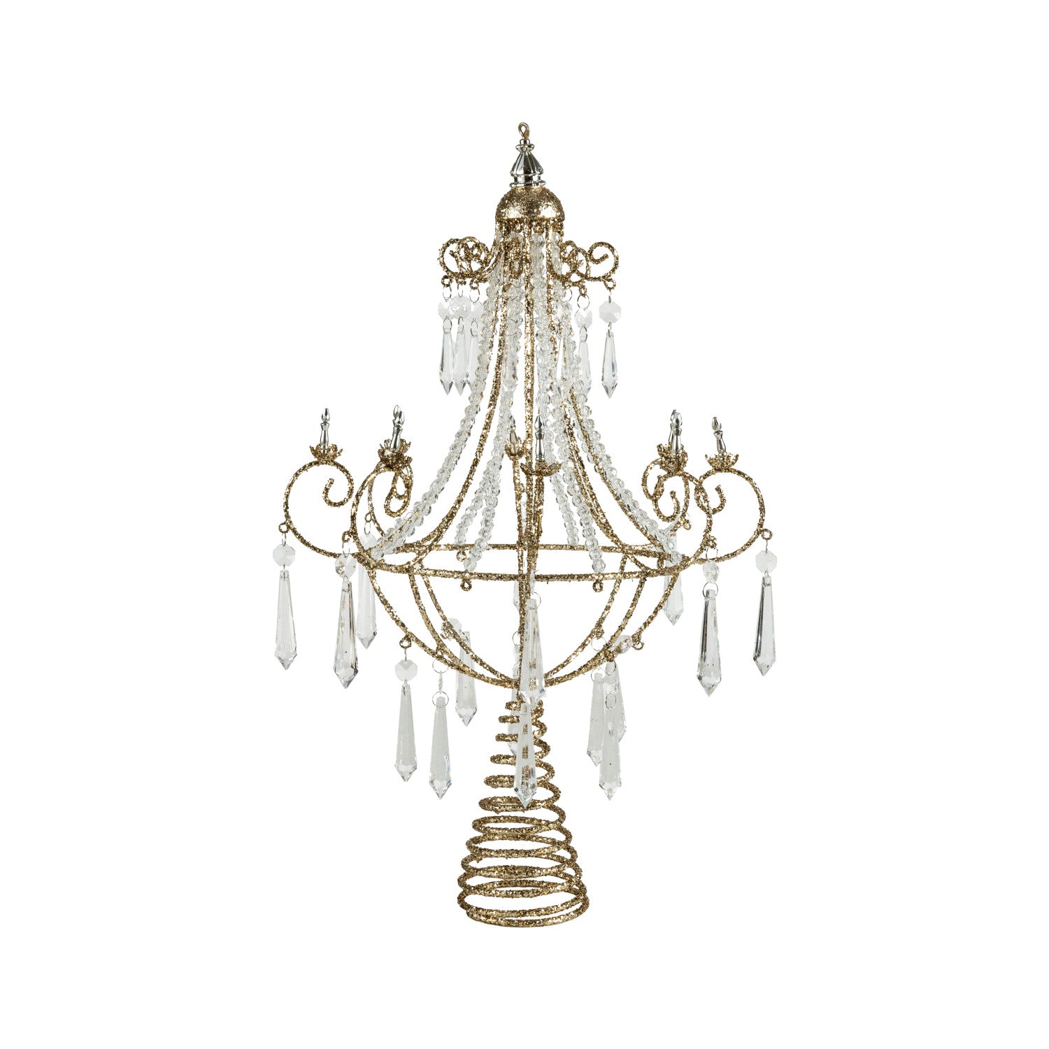Metal Chandelier Tree Topper with Acrylic Crystals & Glitter