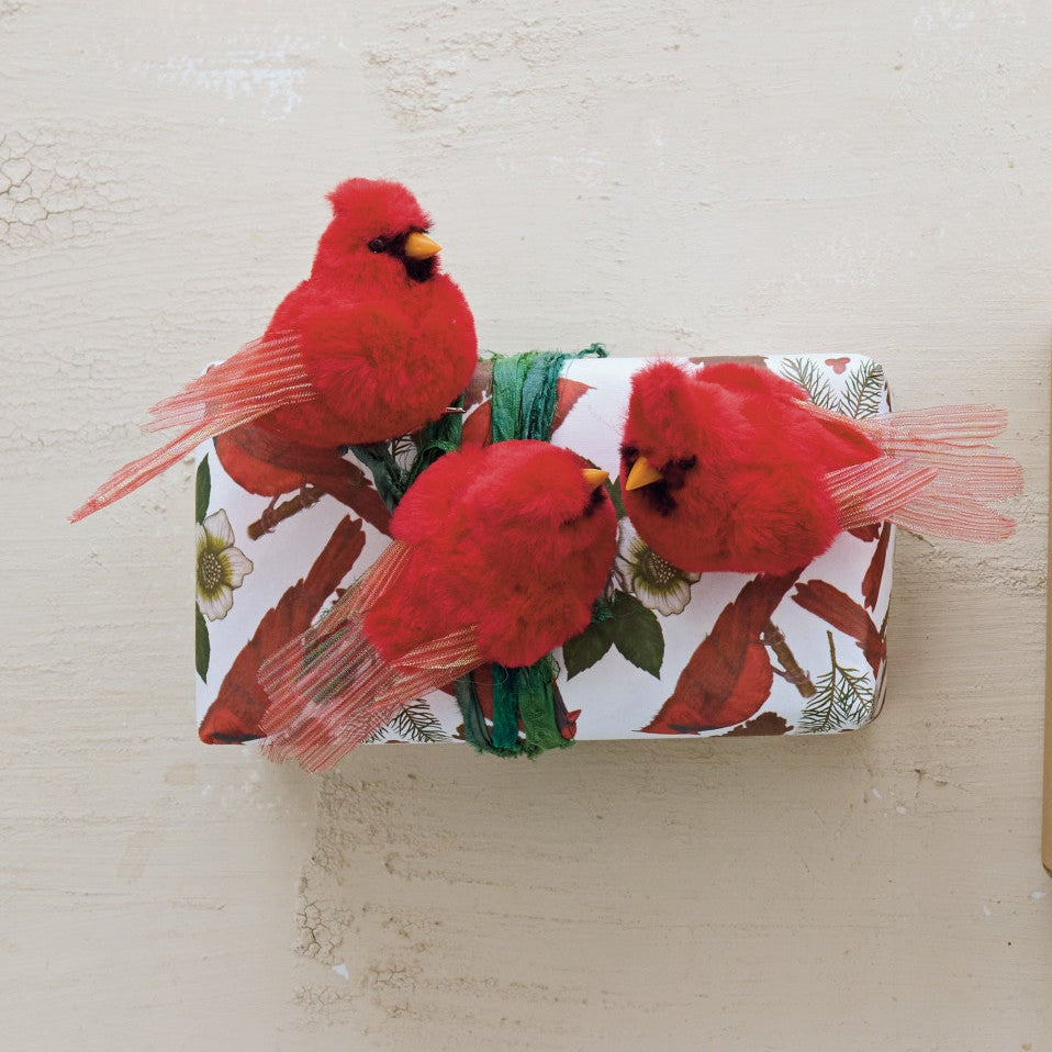 Cardinal Clip-on Ornaments with Glitter