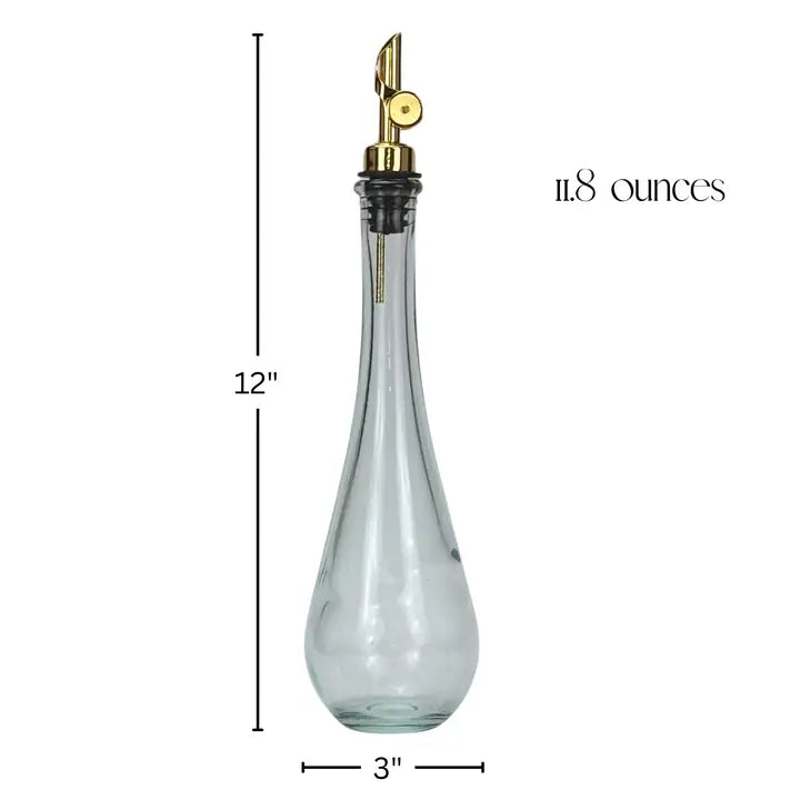 Clear Raindrop Glass Bottle with Black Weighted Pour Spout