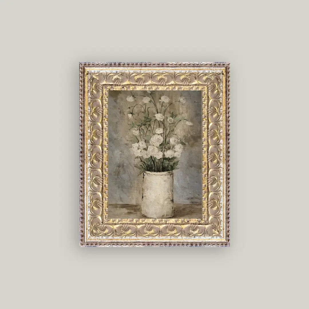 Floral Print Framed Antique Art