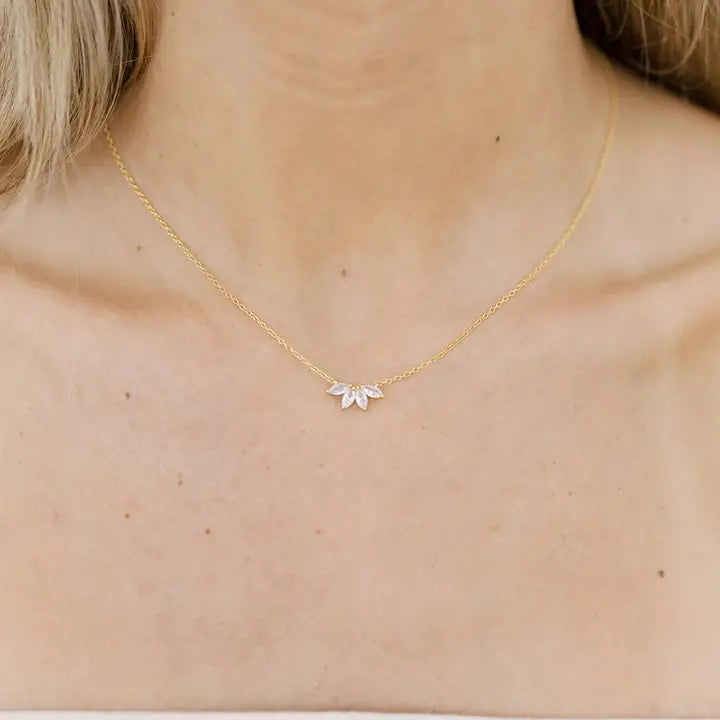 Gold Crystal Flower Necklace