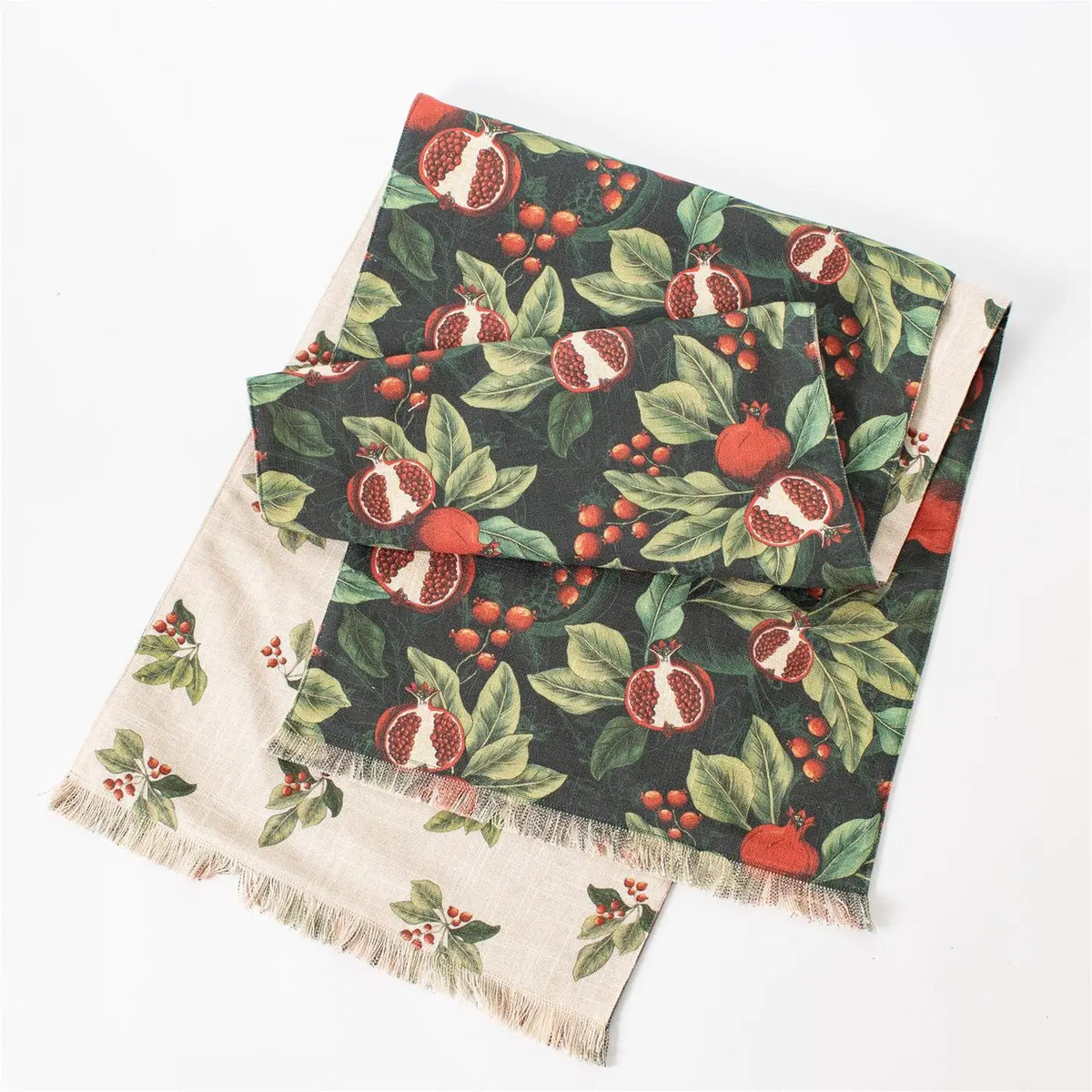 Pomegranate and Holly Reversible Table Runner