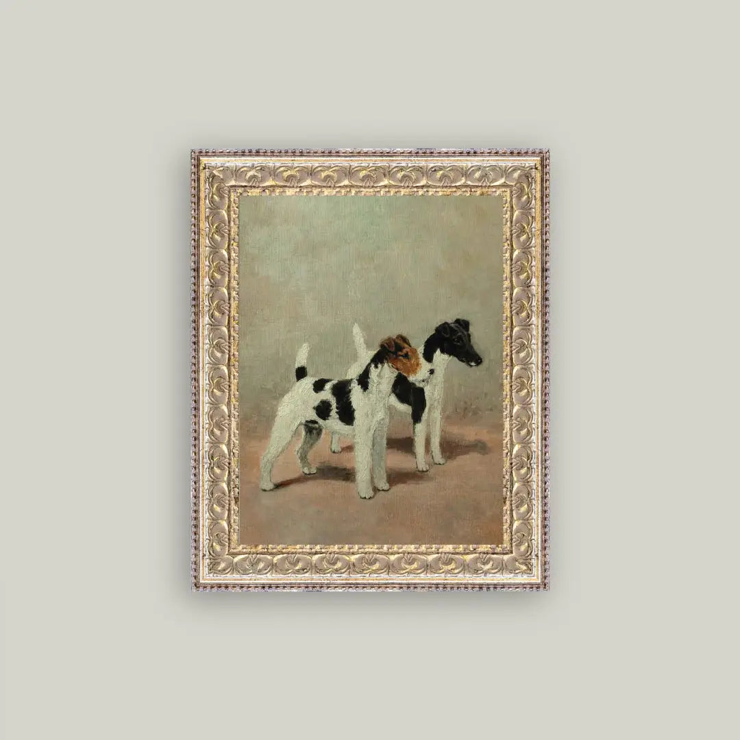 Dog Print Framed Antique Art