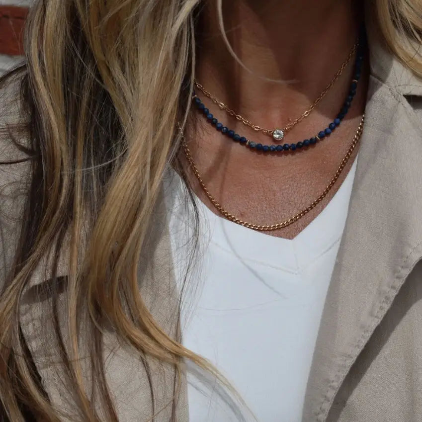 Rhodes Lapis Lazuli Gemstone Beaded Necklace