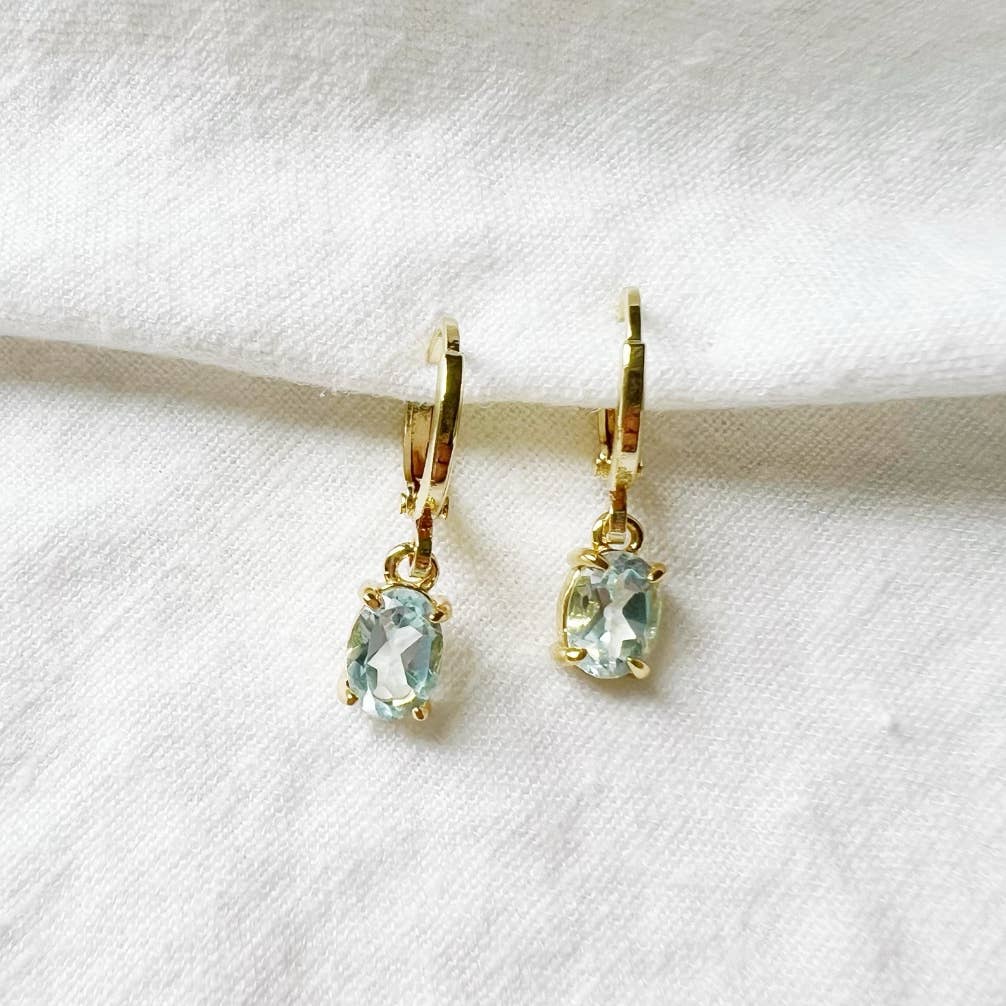 Laguna Blue CZ Huggie Hoops Earrings