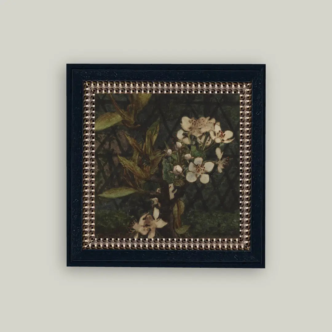 Floral Print Framed Antique Art
