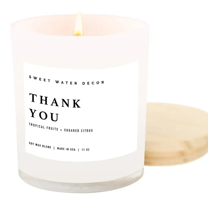 White Jar with Wood Lid 11oz Candle