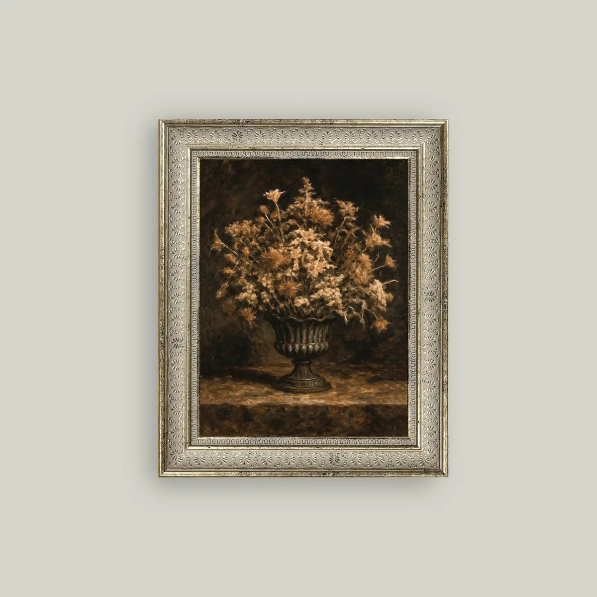 Floral Print Framed Antique Art