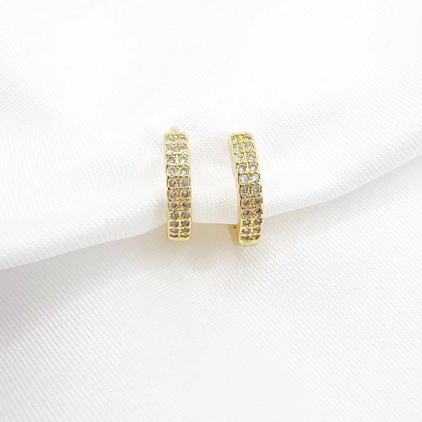 Sparkle Pave Huggie Hoops Earrings
