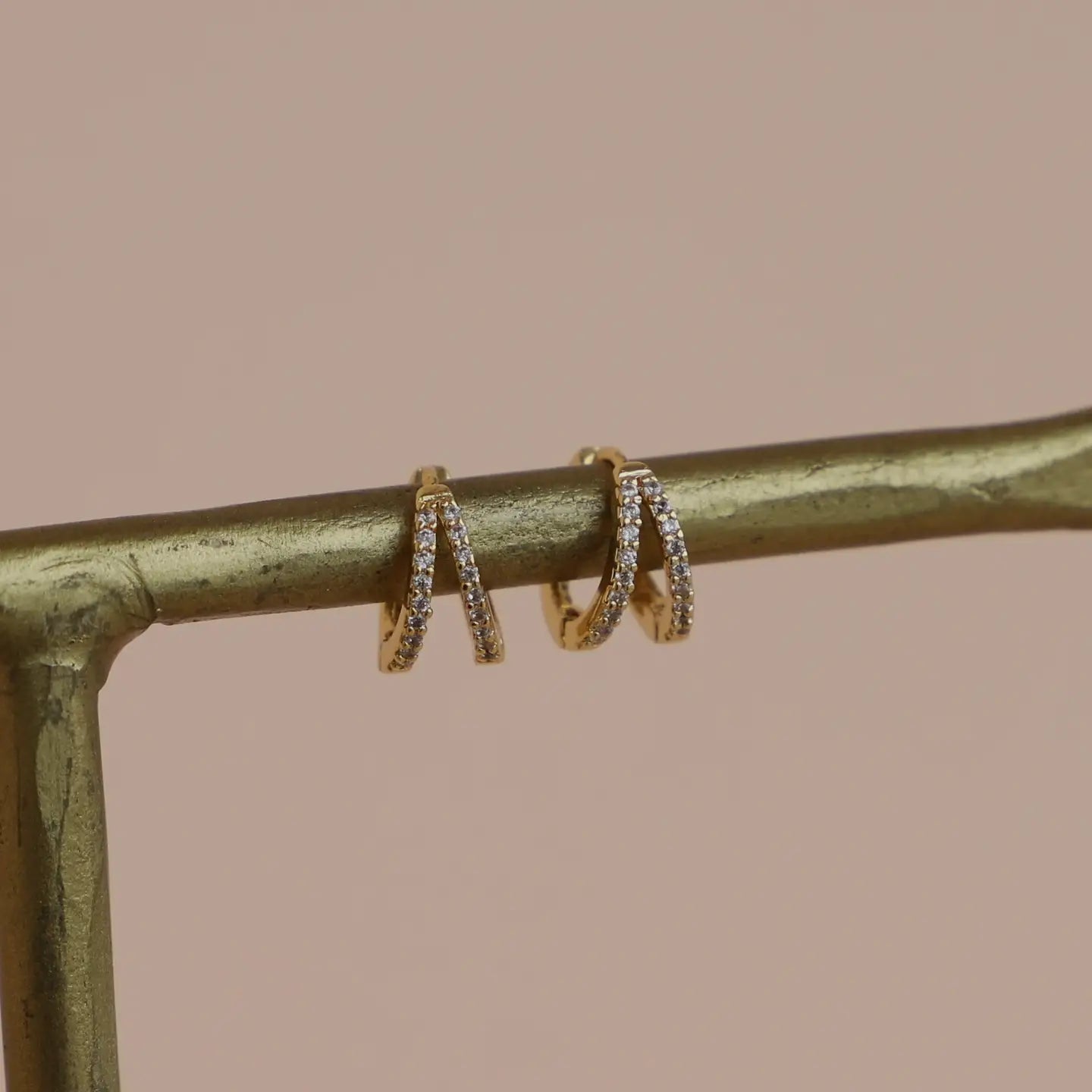 Double Cubic Zirconia Huggie Hoops