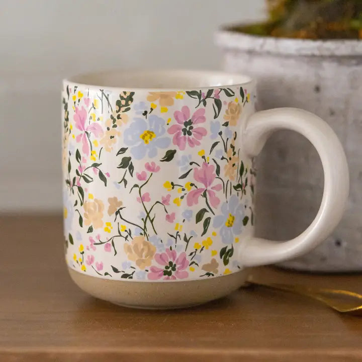 Floral Stoneware Coffee Mug