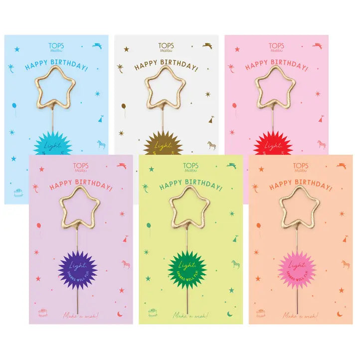 Mini 4" Gold Star Sparkler Birthday Card