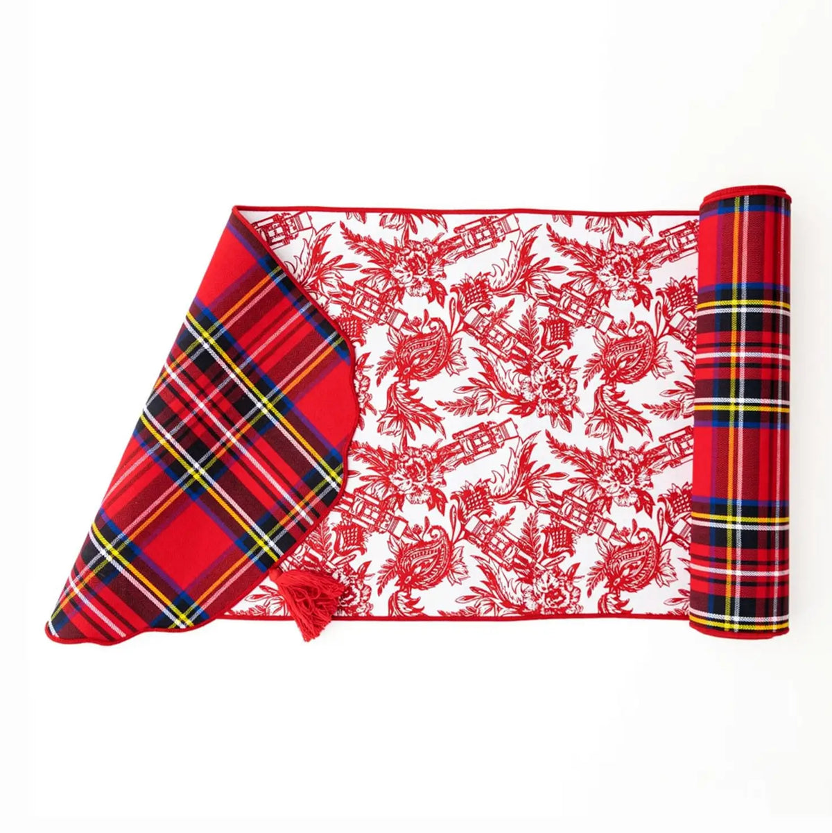Nutcracker Toile Reversible Tassel Table Runner