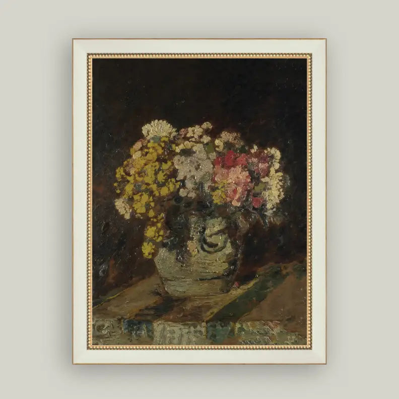 Floral Print Framed Antique Art