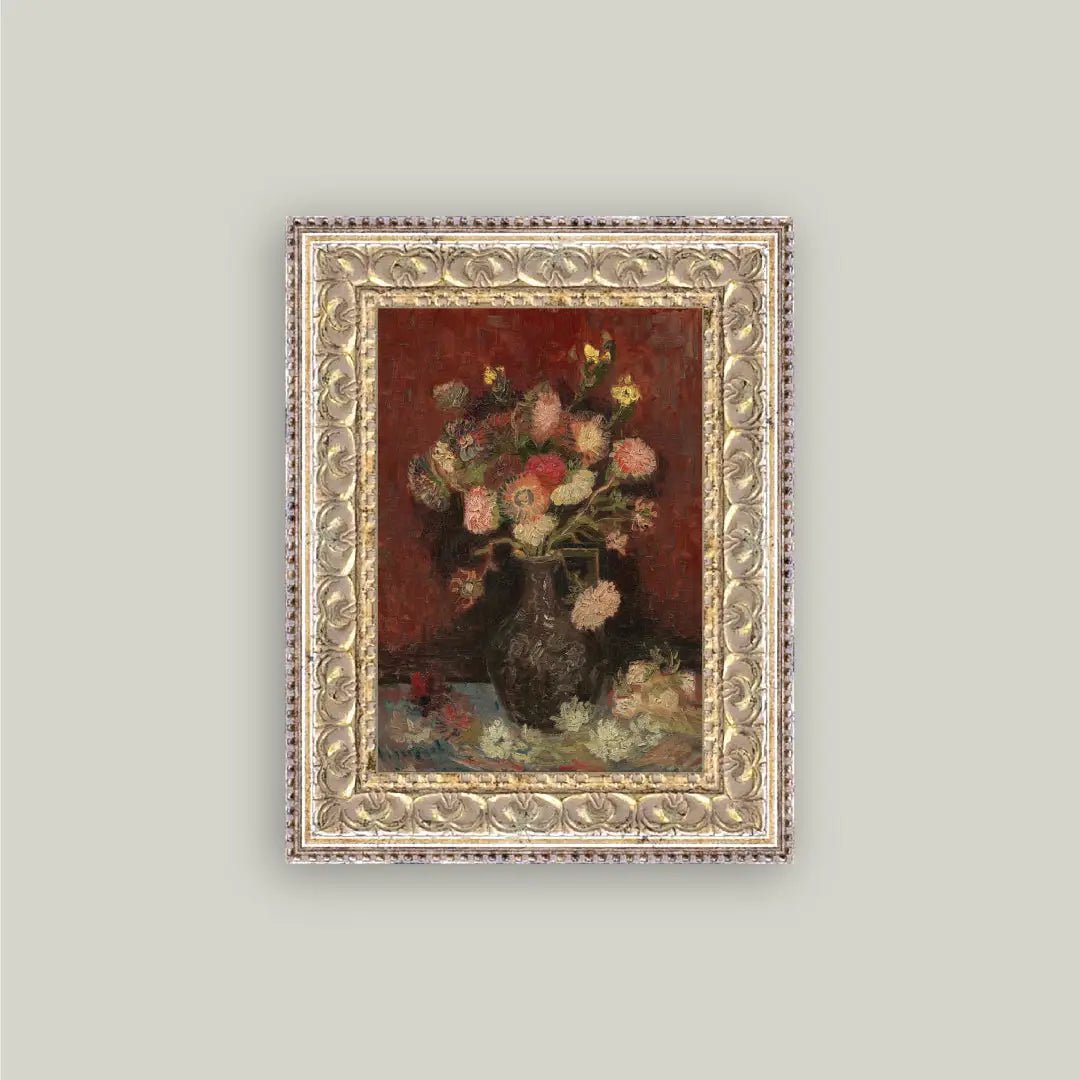 Floral Print Framed Antique Art