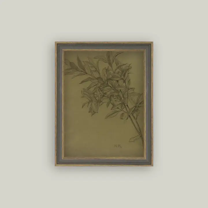 Leaves On Green Framed Art